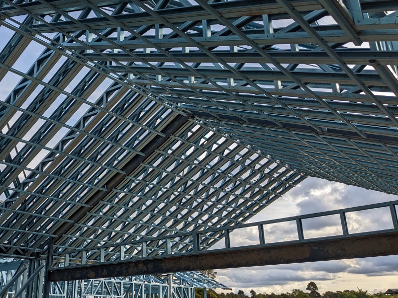 Steel roof trusses made of Light gauge galvanized steel on site