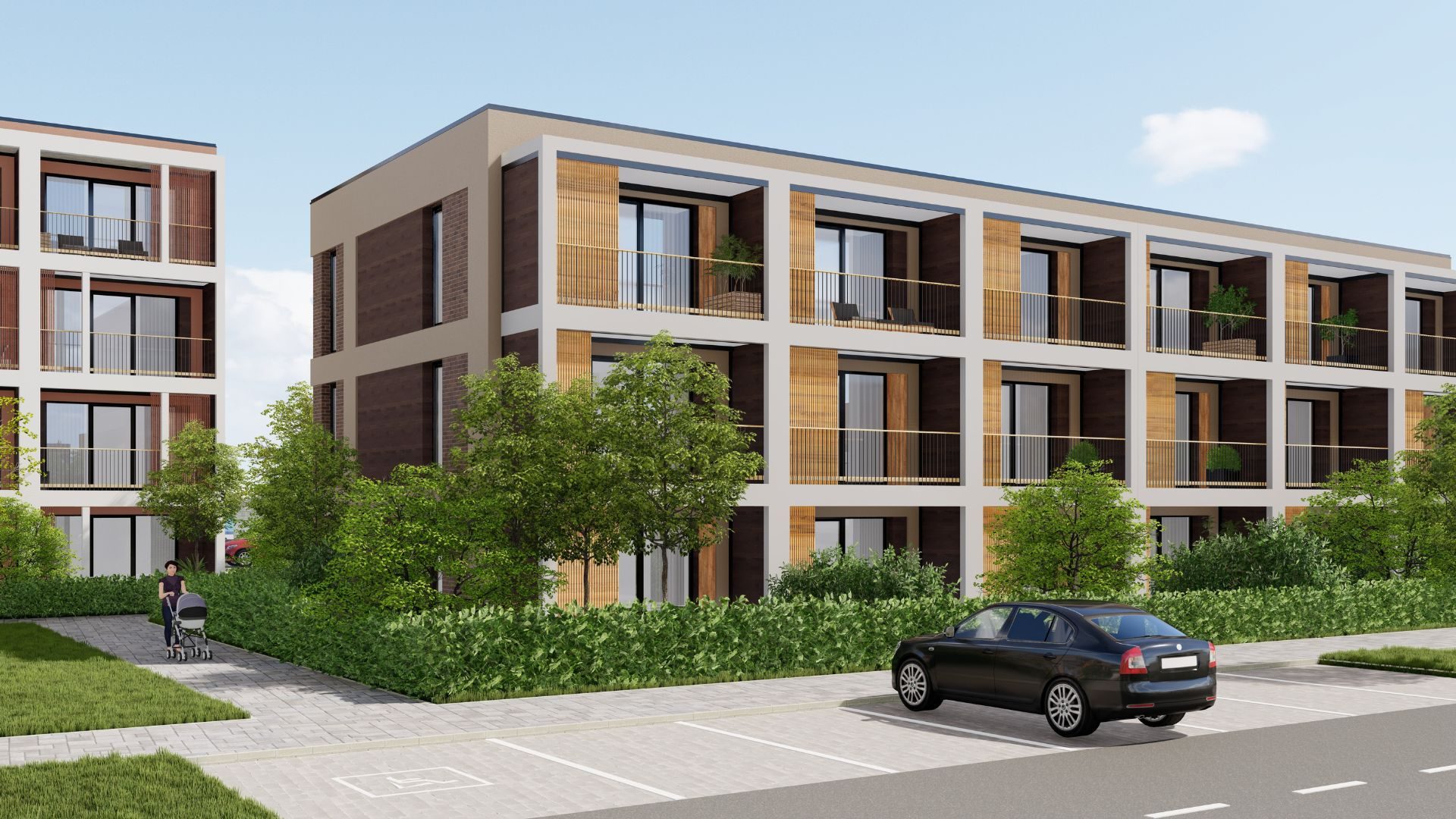 Bytovni stolp BD PavilonFLEX — stanovanjski stolp s hodnikom, pogled 01