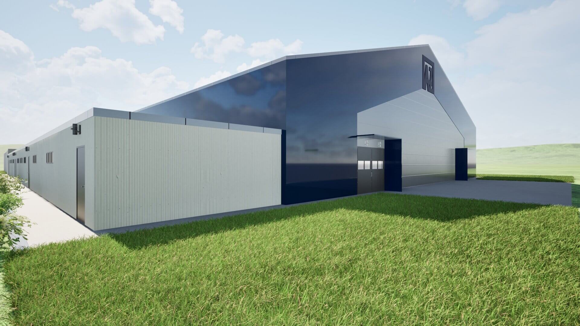 Hangar multifuncional — estructura de acero Skymax Living, vista 03