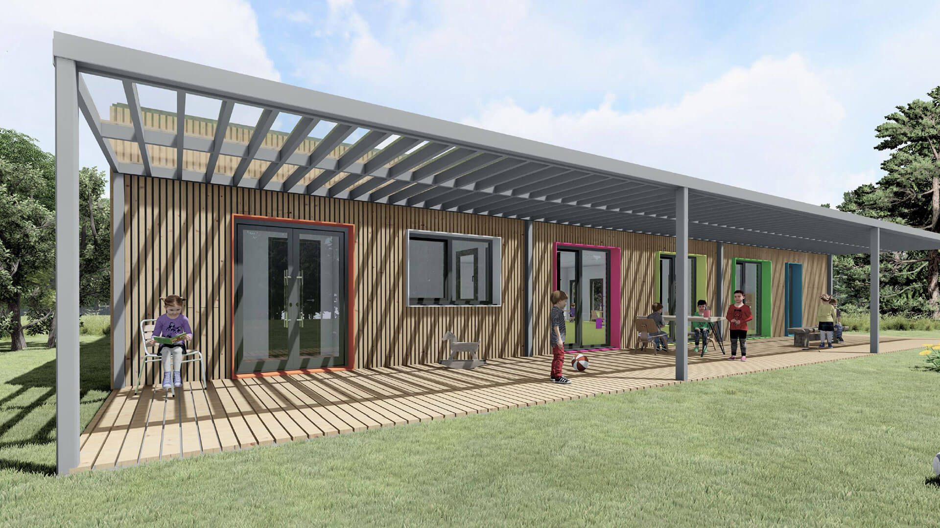 Equipamiento cívico — escuela y guardería de LGSF