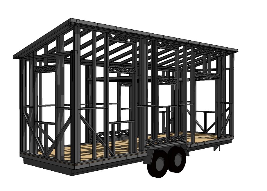LGSF tiny home structure on chassis